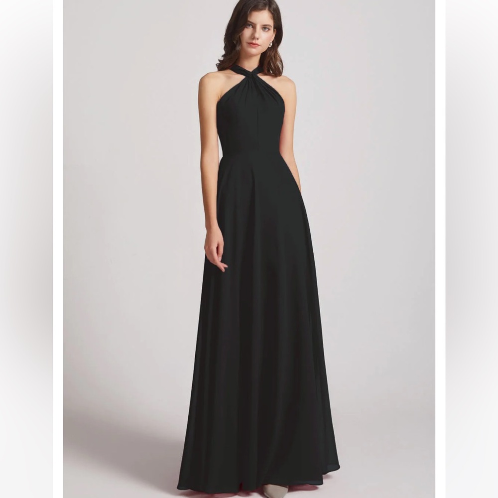 ALFABRIDAL bridesmaid dress A line chiffon cross halter neckline- worn only once